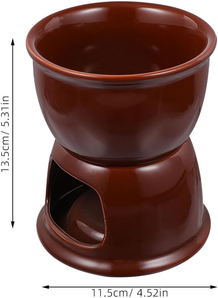 2pcs Ceramic Chocolate Melting Cups Porcelain Cheese Fondue Mugs Brown Color Dessert Warmer Pots for Home Cooking Date Night and Party Use - Image 2