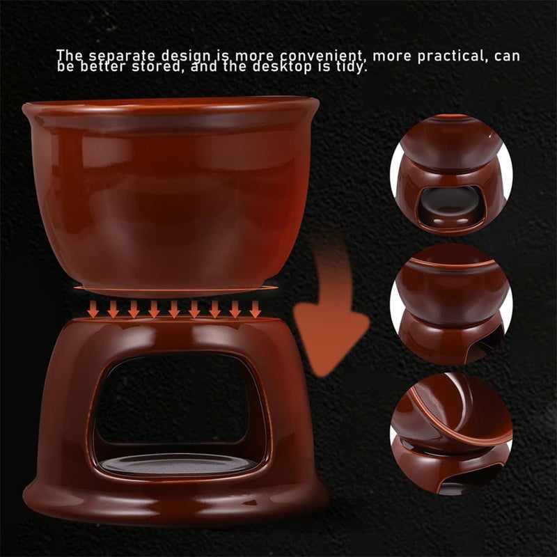 2pcs Ceramic Chocolate Melting Cups Porcelain Cheese Fondue Mugs Brown Color Dessert Warmer Pots for Home Cooking Date Night and Party Use - Image 3