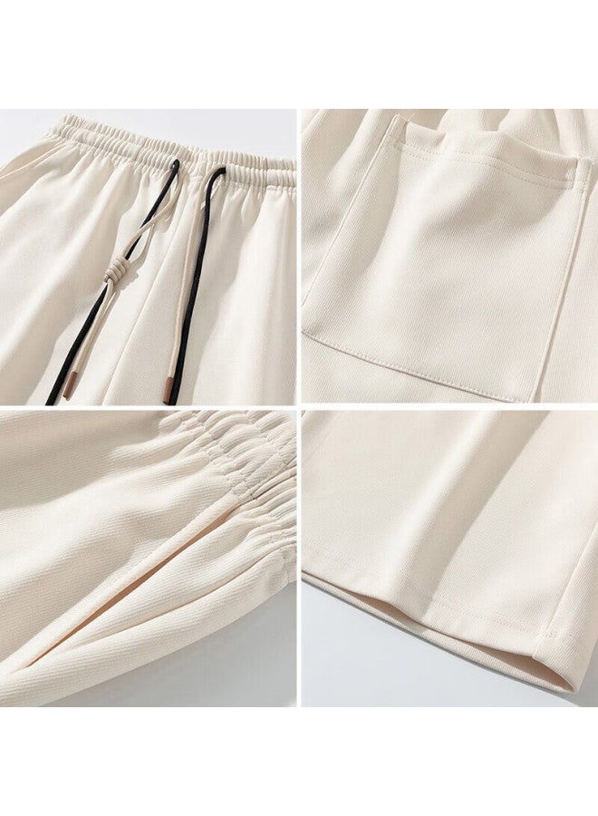 Pull Back Warrior Men's Summer Loose Thin Five-point Shorts Casual Sports Beach Pants High-end Men's Pants Apricot 3XL - Image 1