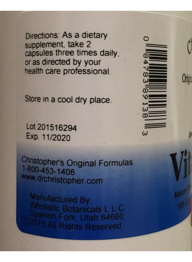 Christopher's Original Formulas مكمل فيتاليرب من كريستوفر، مكمل عشبي غني بالعناصر الغذائية، 180 كبسولة نباتية - Image 2