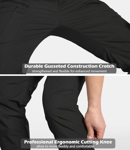CARWORNIC Men's Rip-Stop Tactical Pants Lightweight Water Resistant Utility Work Pants Stretch EDC Uniform Military Cargo Pants for Outdoor Hiking Casual Construction Black - Image 5