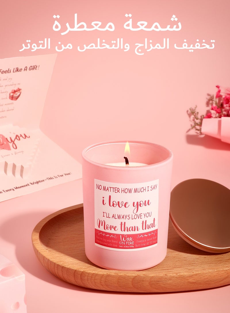 عربست مجموعة هدايا عيد الحب مخصصة: حزمة عنية بموضوع الحب مع بطاقة ثلاثية الأبعاد + غطاء كوب دب + صندوق موسيقى + مشبش شعر وردي + شمعة مخملية، هدايا عيد ميلاد فريدة للنساء - Image 3