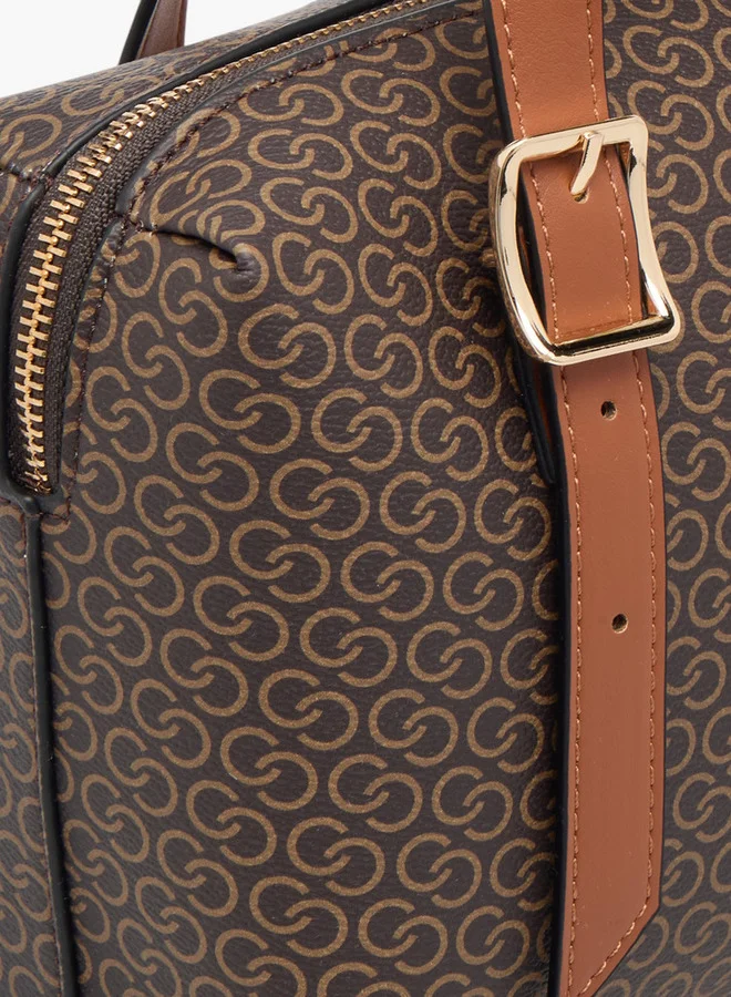 سيليست Women's Monogram Print Tote Bag with Zip Closure and Adjustable Strap