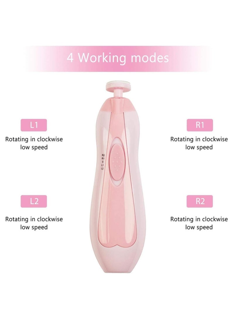 Baby Electric Nail File Drill for Baby No Sharp Claws Hurt, Nail Care Professional Manicure Pedicure System for Beauty Art, 6 in 1 Safety Cutter Trimmer Clipper for Toes and Fingers (Pink) - Image 4