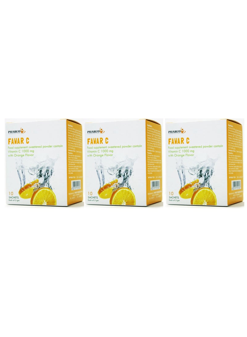 Pharco Pack Of 3 Pharco Effervescent C Effervescent Granules To Enhance Immunity And Maintain Health10 Bags - Image 1