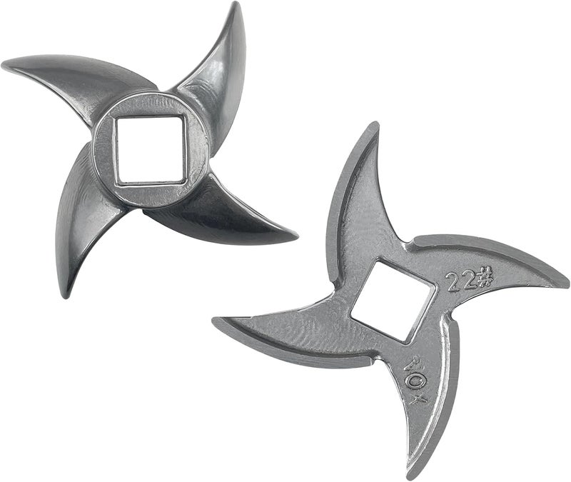 OUSTUE #22 Meat Grinder Blade Stainless Steel Knife Cutter Replacement, Please check the size and shape(2 pc) - Image 1