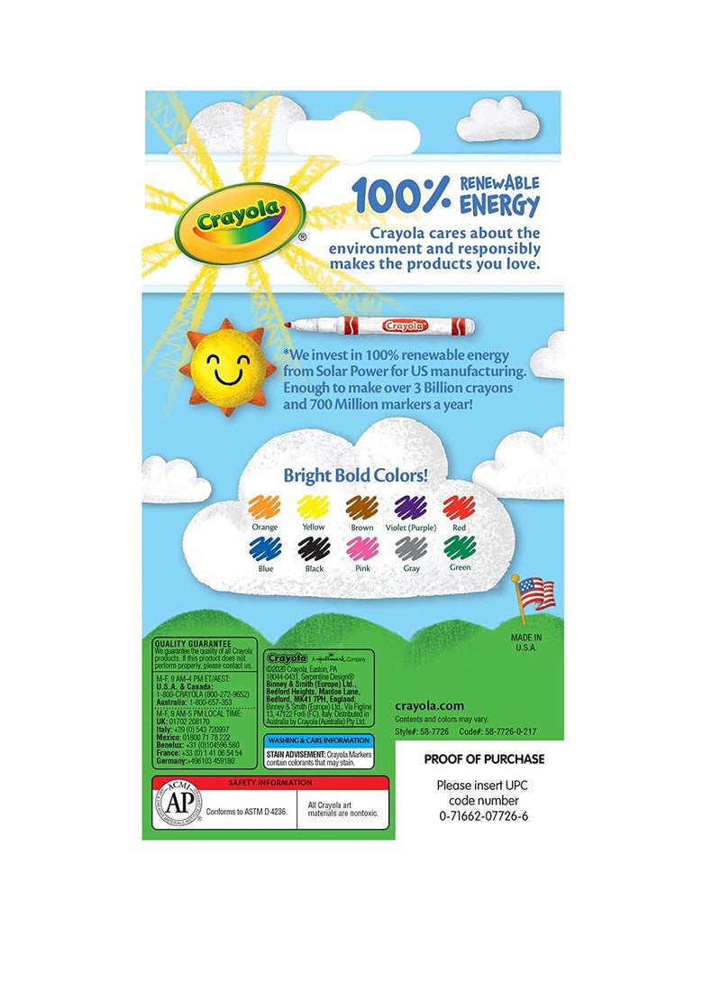 كرايولا أقلام تحديد الخطوط الدقيقة من كرايولا ، ألوان كلاسيكية 10 قيراط - Image 2