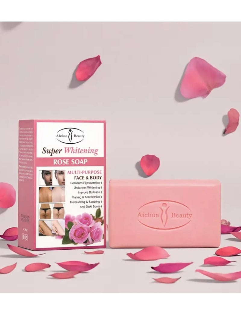 Aichun beauty 300G Rose Soap Multi Purpose Face and Body Rose Essential Soap Underarm Whitening Improve Dullness Firming Anti Wrinkle Moisturizing Soothing Anti Dark Spots Skincare Soap for Women and Men  - Image 2