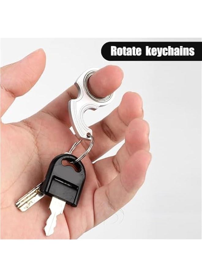 Arabest 2pcs Key Chain Spinner Toys 0.67 Inner Diameter with 2pcs Key Rings, Finger Fidget Keychain Key Ring Spinner Toy Gifts for Kids Adults Finger Exercising Anxiety Relief (Black, Silver)  - Image 4
