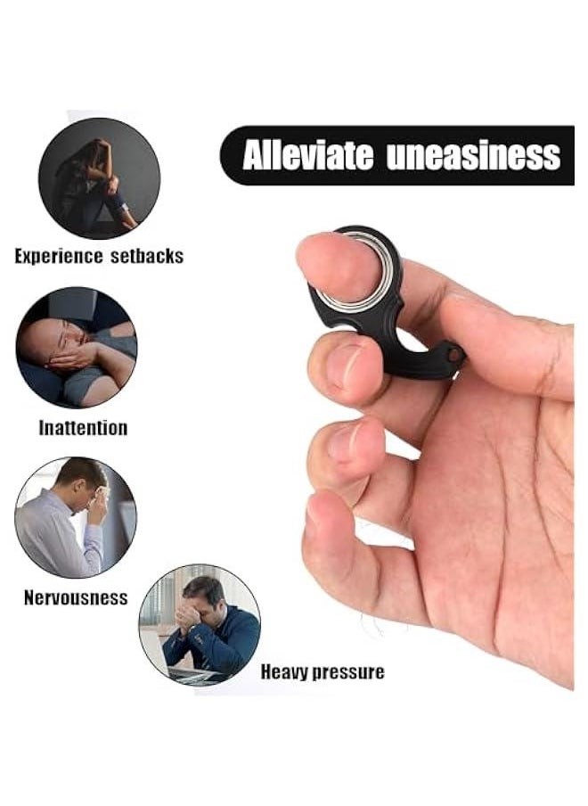 Arabest 2pcs Key Chain Spinner Toys 0.67 Inner Diameter with 2pcs Key Rings, Finger Fidget Keychain Key Ring Spinner Toy Gifts for Kids Adults Finger Exercising Anxiety Relief (Black, Silver)  - Image 5