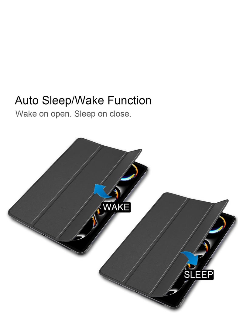 Case for IPad Pro 11 Inch 2024 Released Slim Stand Hard Back Shell Protective Smart Cover with Auto Sleep Wake Feature for IPad Pro 11 Inch Tablet (Black)