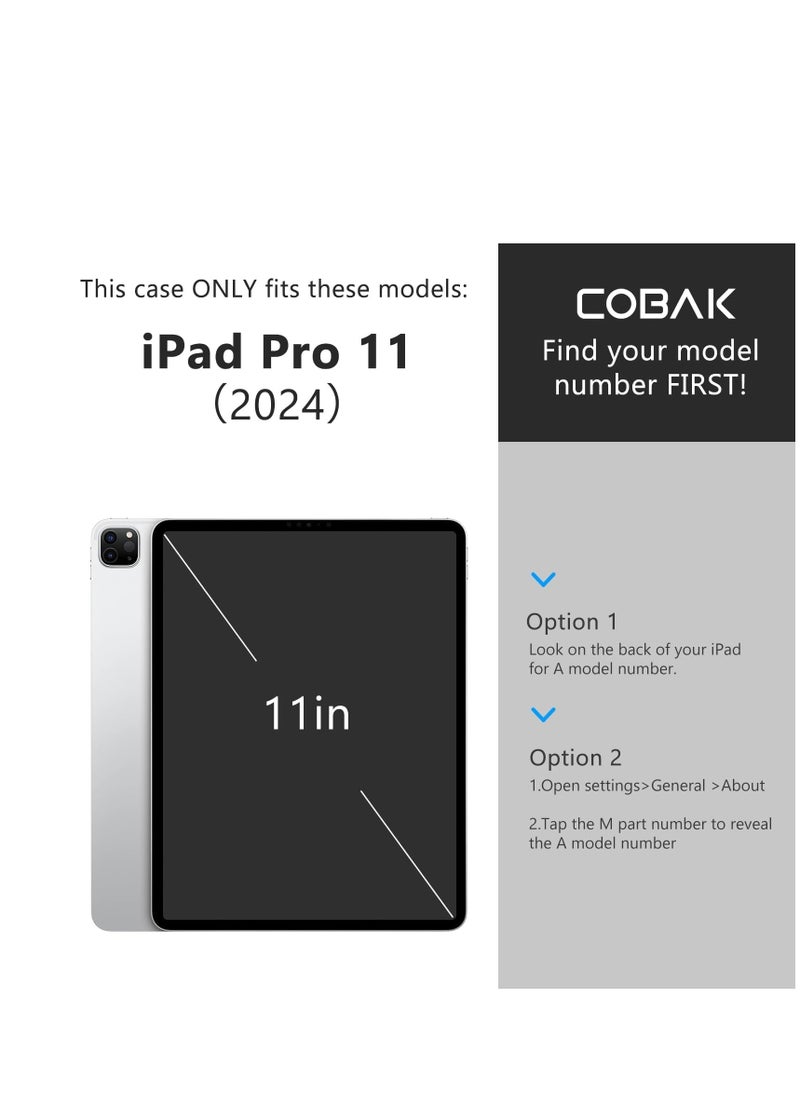 Case for IPad Pro 11 Inch 2024 Released Slim Stand Hard Back Shell Protective Smart Cover with Auto Sleep Wake Feature for IPad Pro 11 Inch Tablet (Black)