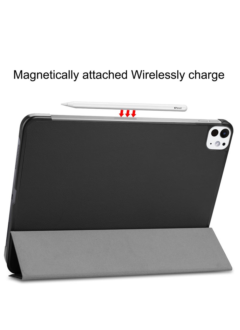 Case for IPad Pro 11 Inch 2024 Released Slim Stand Hard Back Shell Protective Smart Cover with Auto Sleep Wake Feature for IPad Pro 11 Inch Tablet (Black)