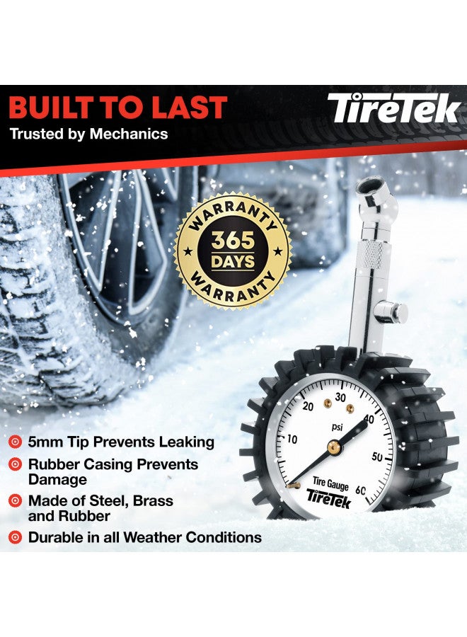 TireTek TIRETEK Tire Pressure Gauge for Cars - (0-60 PSI, ANSI Certified) Tire Gauges for Tire Pressure, Air Pressure Gauge for Tires - Car Accessories, Stocking Stuffers for Men, Car Gifts for Men, Him, Dad  - Image 2