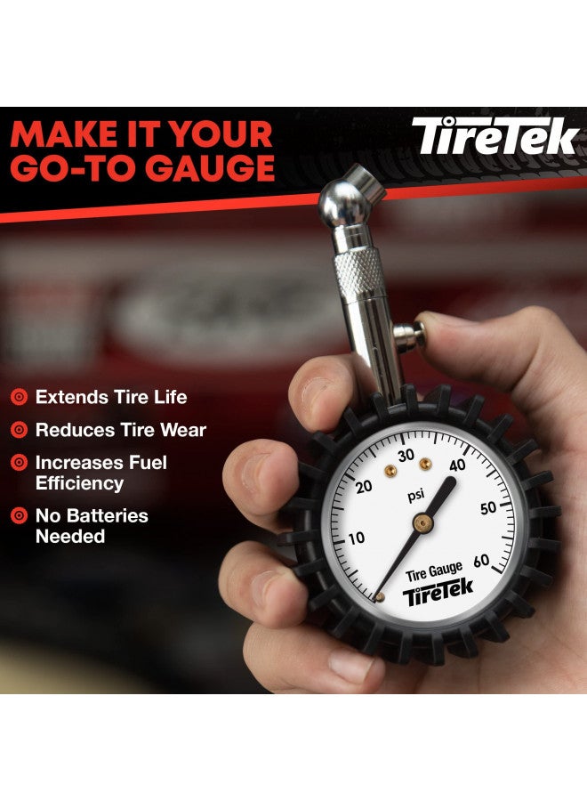 TireTek TIRETEK Tire Pressure Gauge for Cars - (0-60 PSI, ANSI Certified) Tire Gauges for Tire Pressure, Air Pressure Gauge for Tires - Car Accessories, Stocking Stuffers for Men, Car Gifts for Men, Him, Dad  - Image 4
