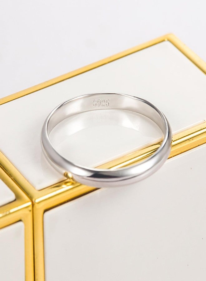 Dankadi Simple Fashion 925 Sterling Silver Ring Smooth Plain Dome Comfort Solid Silver Wedding Ring For Men & Women 2 mm Ring 3-13# (2MM Silver, 13) - Image 5