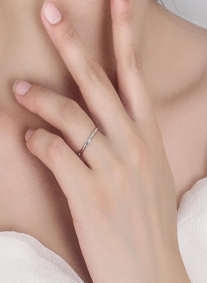 Dankadi Simple Fashion 925 Sterling Silver Ring Smooth Plain Dome Comfort Solid Silver Wedding Ring For Men & Women 2 mm Ring 3-13# (2MM Silver, 13) - Image 2