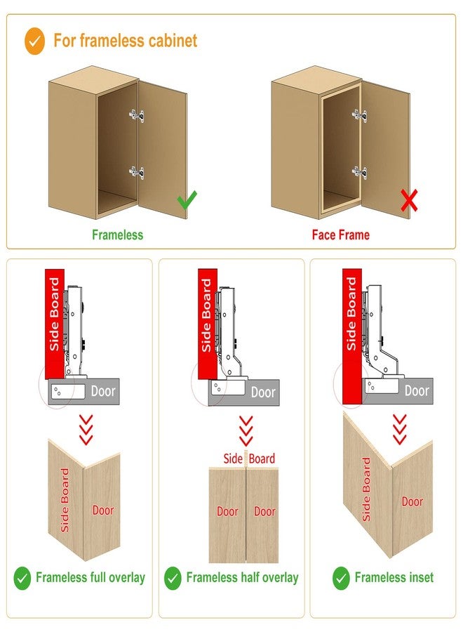 Chibery 10 Pack Frameless Full Overlay Soft Close Concealed European Hinges, Self Closing Satin Nickel, 105 ° Open Angle 4D Adjustment, Speed Control, Clip On, Stainless Steel for Cabinet Door - Image 2