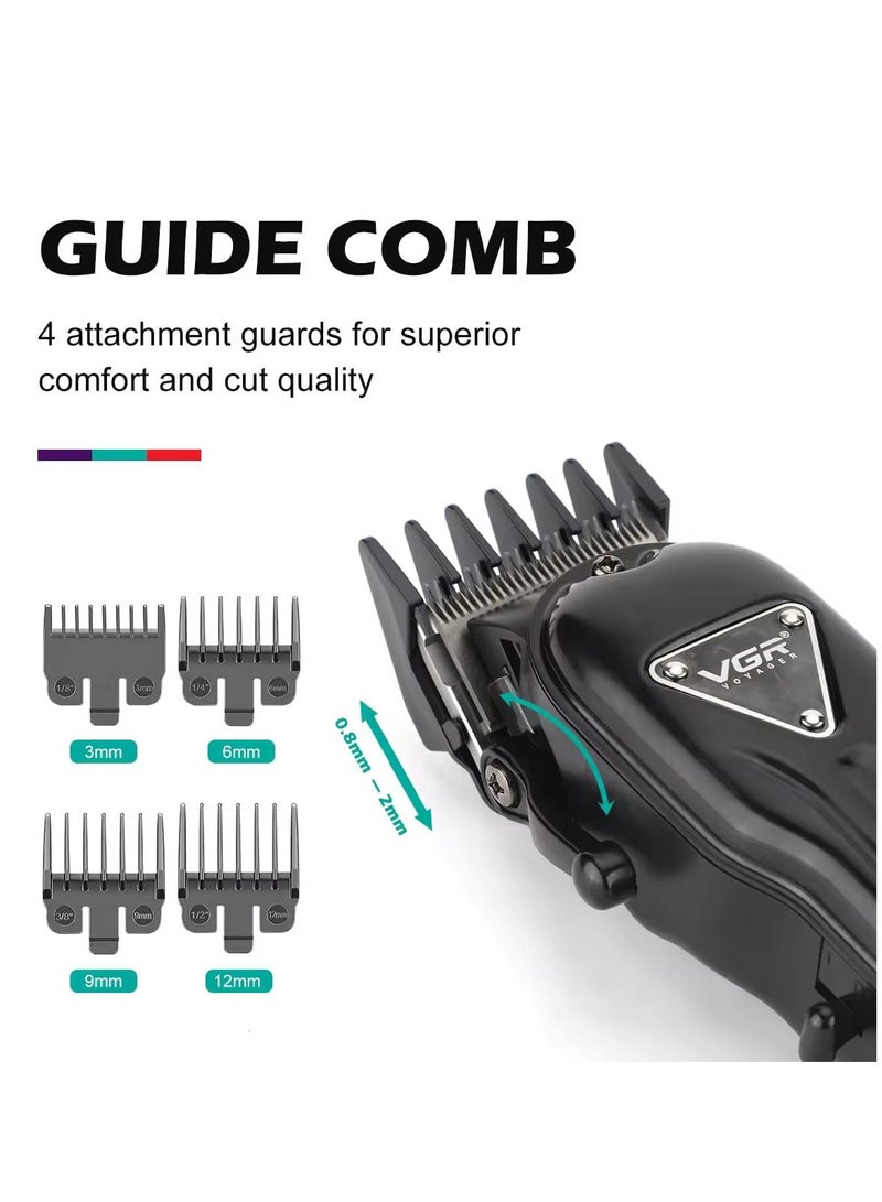VGR V-051 Professional Hair Clipper, Salon Trimmer for men, Digital Display, Ceramic & Powder Metallurgic Blades, 2500mAh Lithium Battery, 300 minutes Runtime, 4 Guide Combs (Black) - Image 5
