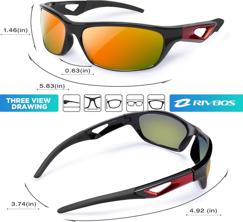 RIVBOS Polarized Sports Sunglasses Driving Sun Glasses Shades for Men Women Tr90 Frame for Cycling Fishing Running RB831 - Image 3