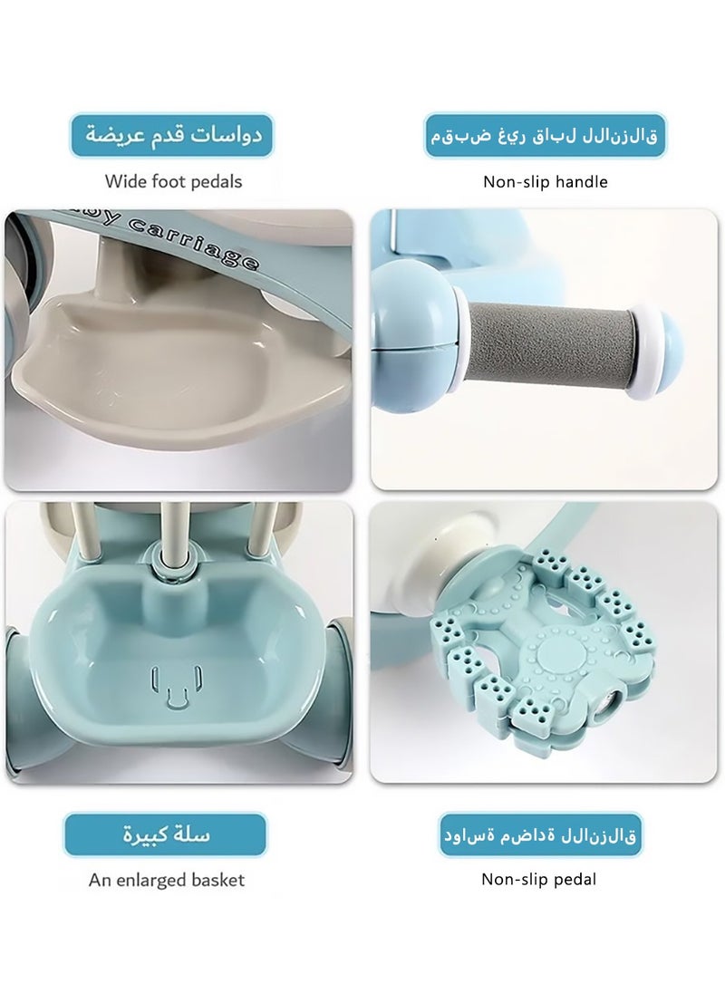 عربست دراجة أطفال ، دراجة ثلاثية العجلات للأطفال مع درابزين ، عربة أطفال 3 عجلات للأولاد والبنات من سن 1-6 سنوات أزرق  - Image 4