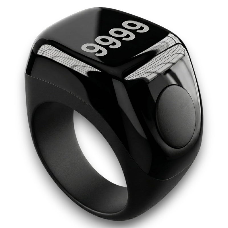 ZD-10 Electronic Tasbih Ring Tasbeeh and Reminder of Prayer Times via Vibration, Different Sizes (22,20,18) Smart Ring, OLED Display, Follow-up Magnetic Charging - Black - Image 1