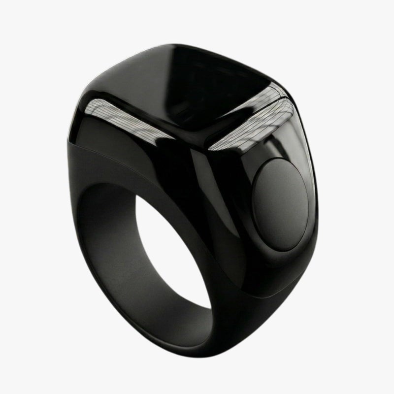 ZD-10 Electronic Tasbih Ring Tasbeeh and Reminder of Prayer Times via Vibration, Different Sizes (22,20,18) Smart Ring, OLED Display, Follow-up Magnetic Charging - Black - Image 2