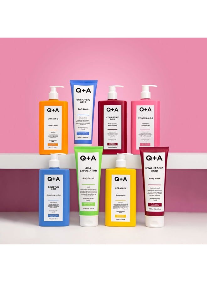 Q+A Hyaluronic Acid Body Wash, a blend of Hyaluronic Acid, Giant Kelp Extract and Saccharide Isomerate, and a fresh Apple and Avocado scent 250ml - Image 2