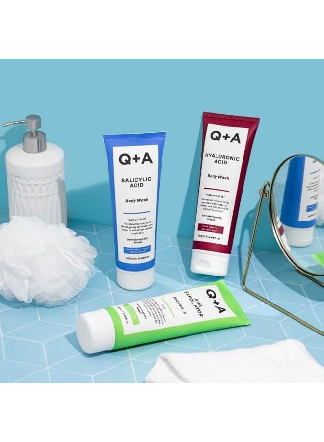 Q+A Hyaluronic Acid Body Wash, a blend of Hyaluronic Acid, Giant Kelp Extract and Saccharide Isomerate, and a fresh Apple and Avocado scent 250ml - Image 4