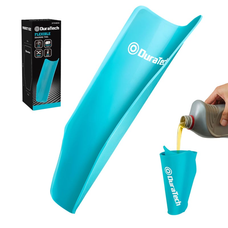 DURATECH Flexible Funnel, Multi-Purpose Form a Funnel for Automotive Use, Upgraded Premium Aluminium Core and Thickened Silicone Outer Shell, Flexible Draining Tool for Oil Changes, Blue - Image 1