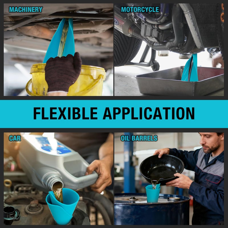 DURATECH Flexible Funnel, Multi-Purpose Form a Funnel for Automotive Use, Upgraded Premium Aluminium Core and Thickened Silicone Outer Shell, Flexible Draining Tool for Oil Changes, Blue - Image 5