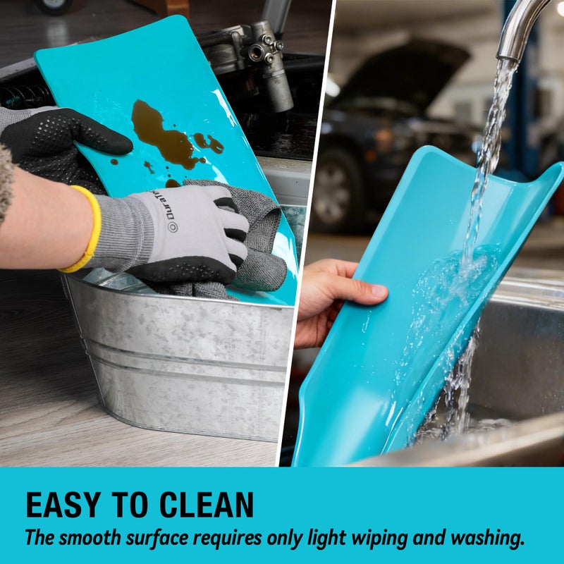DURATECH Flexible Funnel, Multi-Purpose Form a Funnel for Automotive Use, Upgraded Premium Aluminium Core and Thickened Silicone Outer Shell, Flexible Draining Tool for Oil Changes, Blue - Image 4