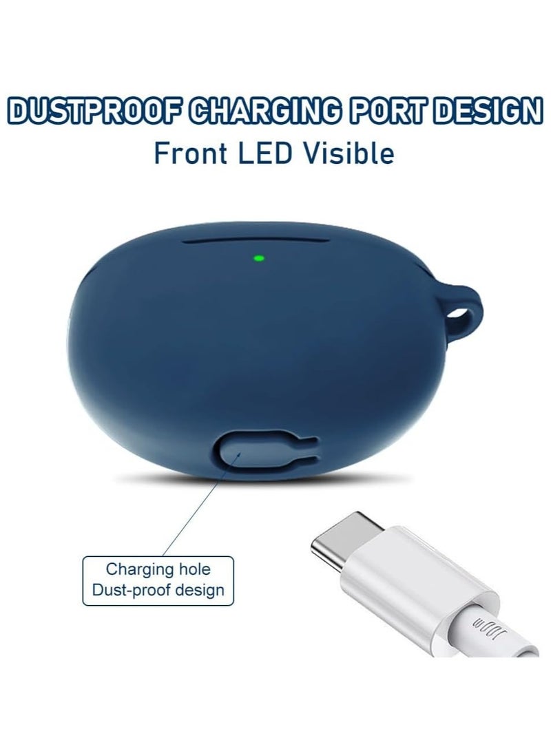 FARROBIZZ Case Compatible with Huawei FreeClip, Soft Silicone Huawei FreeClip with Keychain, Protection Case for Huawei FreeClip (Blue)  - Image 3