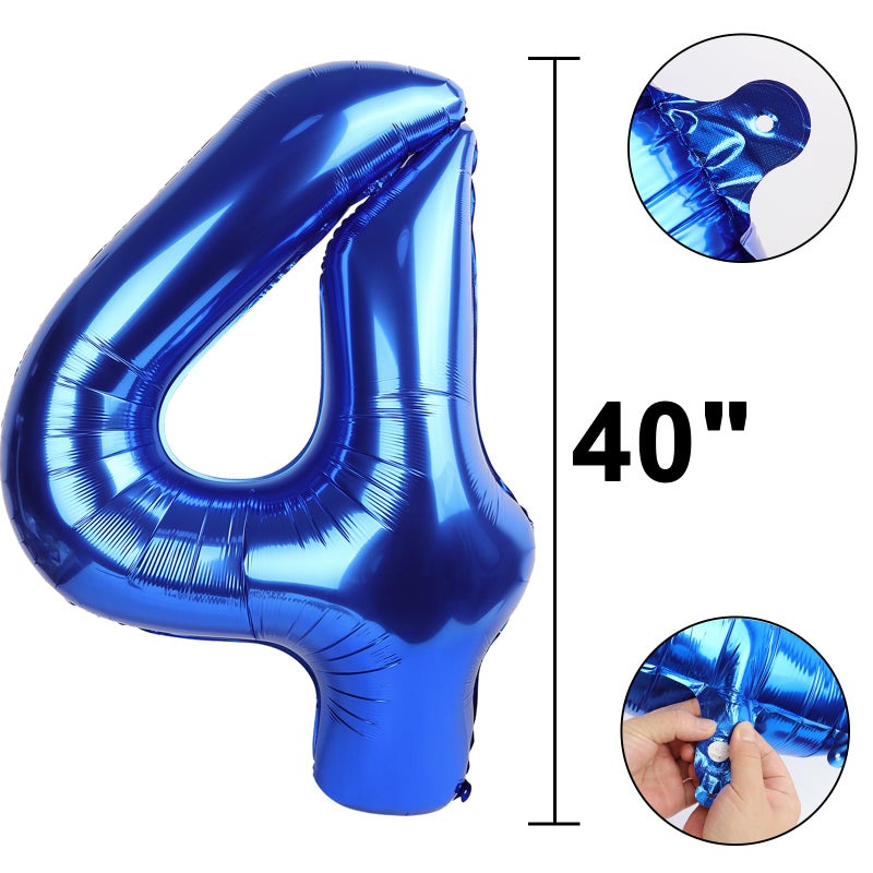 Kelfuoya Navy Blue Number 4 Balloons 40 Inch Big Foil Number Balloons Giant Balloon 14th 24th for Boys Girls Baby Shower Anniversary Decorations, Photo Backdrop Props - Image 2
