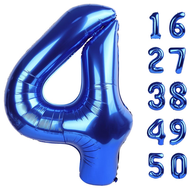 Kelfuoya Navy Blue Number 4 Balloons 40 Inch Big Foil Number Balloons Giant Balloon 14th 24th for Boys Girls Baby Shower Anniversary Decorations, Photo Backdrop Props - Image 1