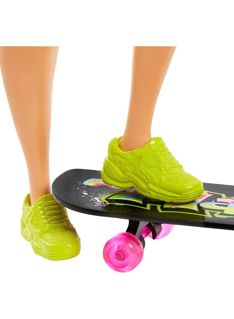 Barbie Extra Doll Blue Hair Bomber Jacket Skateboard - Image 5