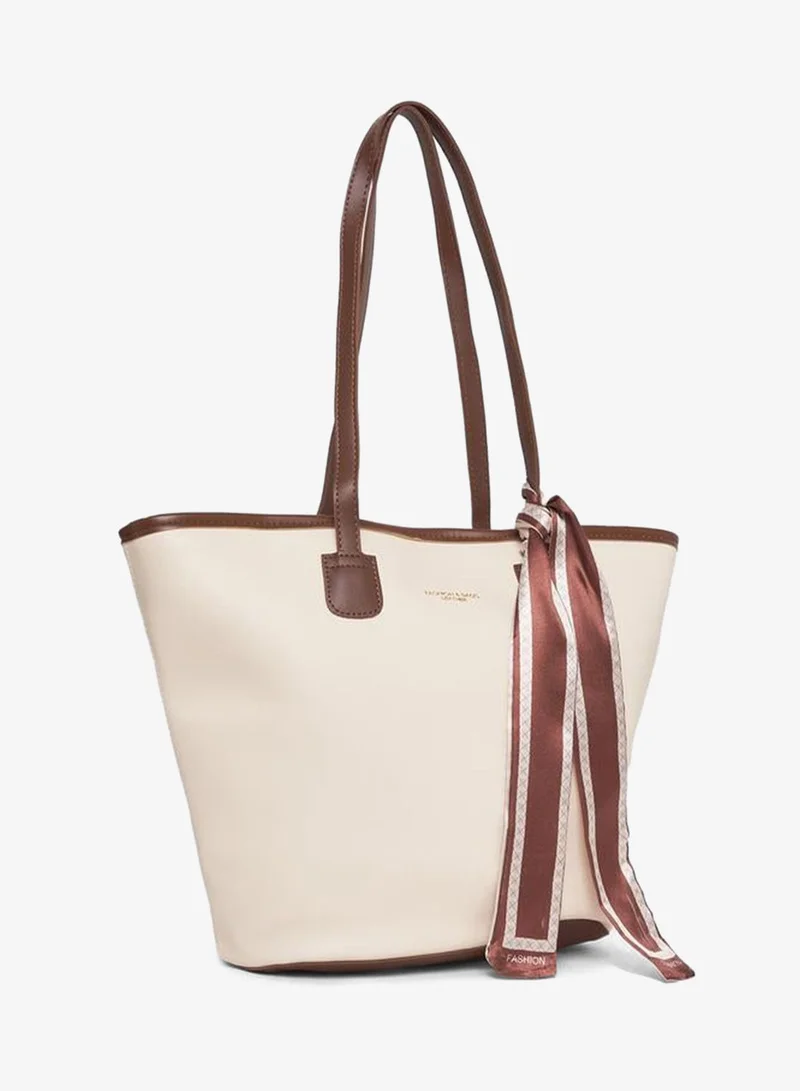 Styli Contrast Trim Shoulder Bag with Scarf