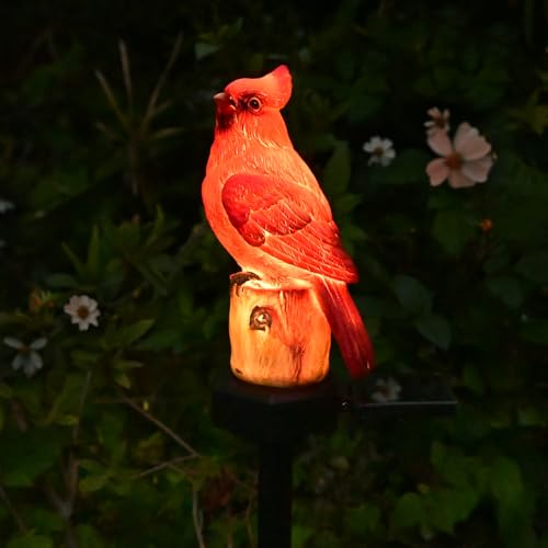Juliahestia Cardinal Garden Decor Red Bird Figurine Memorial Solar Light Outdoor Stake Patio Yard Art Lawn Ornaments Porch Cute Christmas Decorations Outside Mom Grandma Women - Image 5
