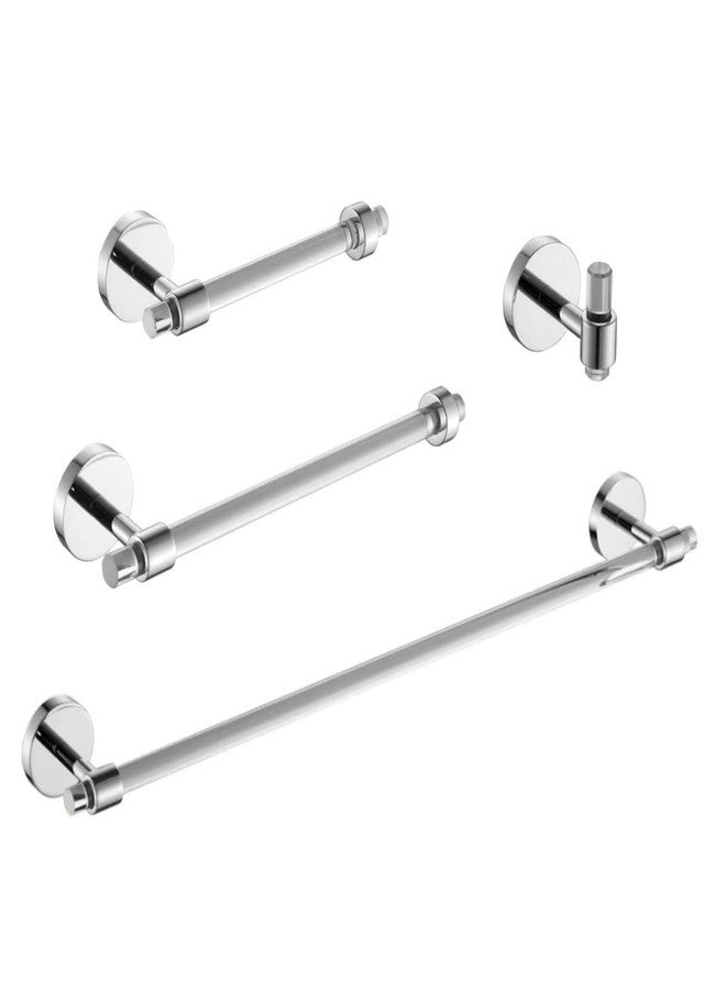 SHUNLI Bathroom Hardware Set Acrylic Chrome - Bathroom Accessories Set Towel Bar Rack Set - Wall Mounted Bath Towel Holder Toilet Paper Holder Set 4 Pieces SHUNLI - Image 1