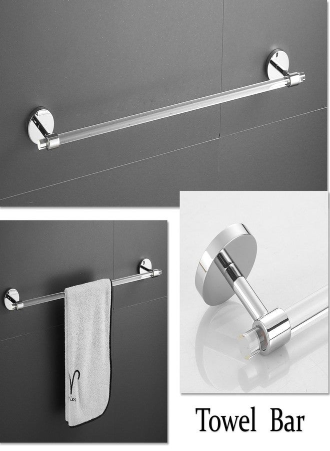 SHUNLI Bathroom Hardware Set Acrylic Chrome - Bathroom Accessories Set Towel Bar Rack Set - Wall Mounted Bath Towel Holder Toilet Paper Holder Set 4 Pieces SHUNLI - Image 2