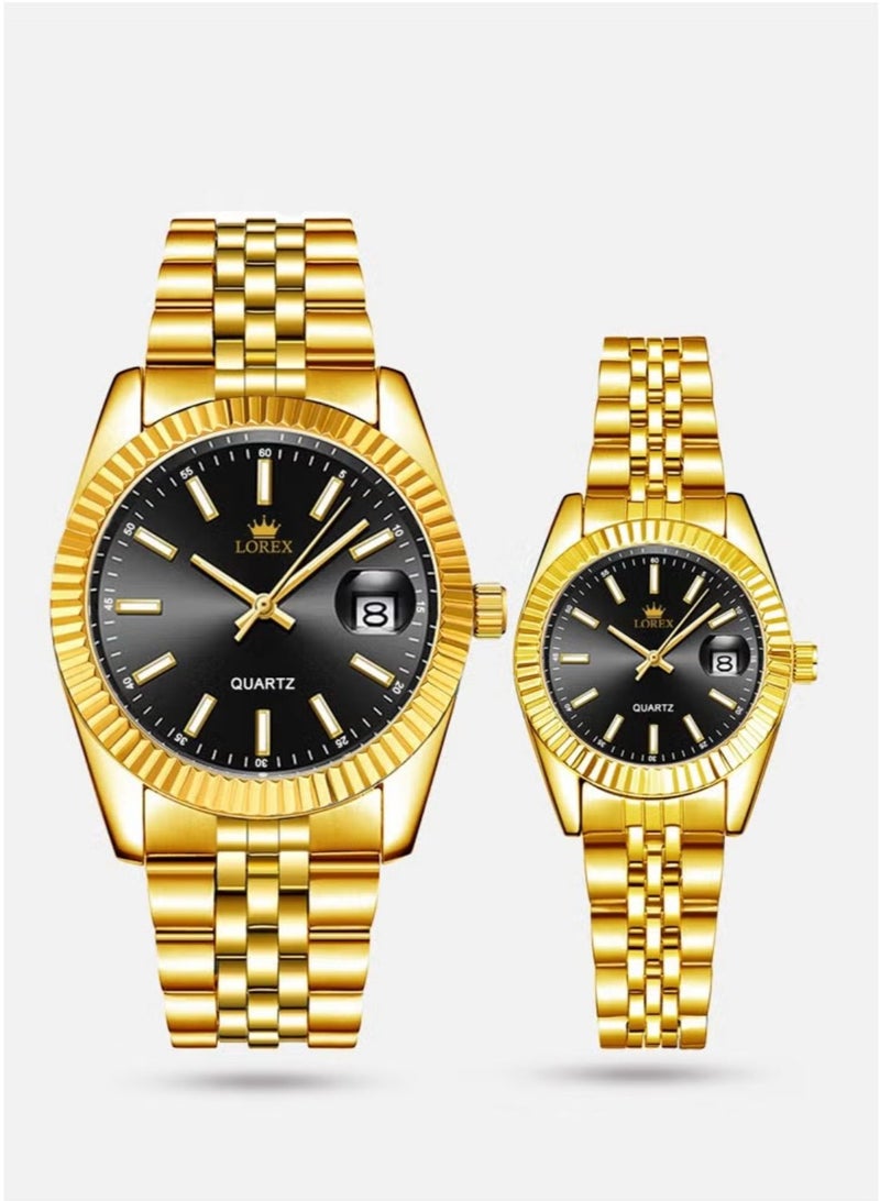 لوركس طقم ساعتين للرجل والمرأة مقاومة للماء وبتصميم عصري - Image 1