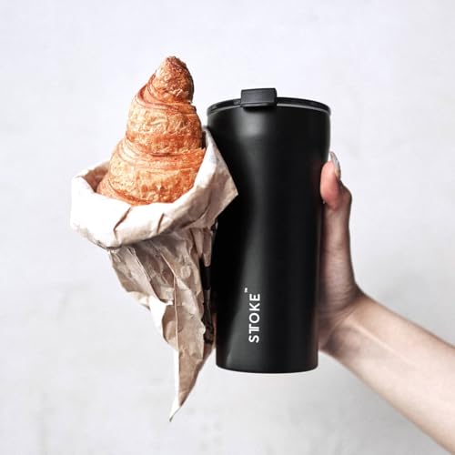 Sttoke Leakproof Ceramic Reusable Coffee Cup 16 Oz - Slated Grey - Image 3