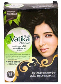 VATIKA Black henna, a natural color, bright shine, and moisturizes the hair, 6 sachets.  - Image 1
