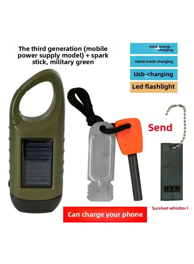 Outdoor Hand-cranked Power Flashlight Solar Small Flashlight Charging Multifunctional Led Household Emergency Disaster Prevention Equipment 