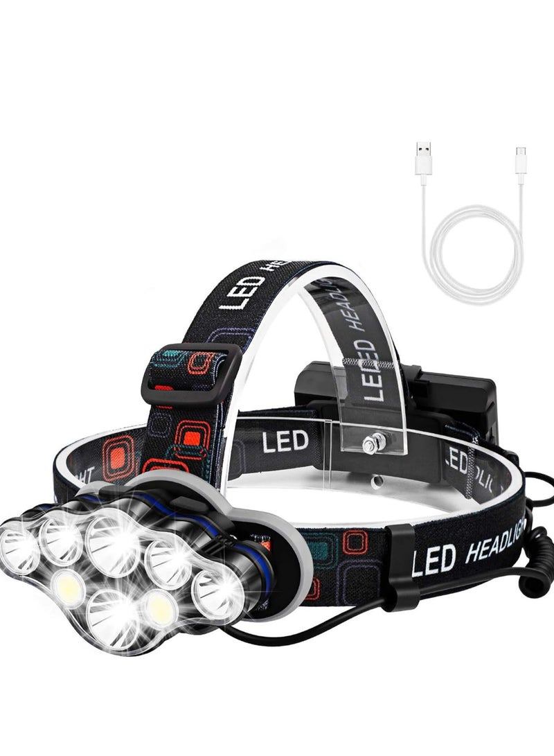 Excefore Head Torch, Rechargeable Headlamp Super Bright 13000 Lumens 8 Lighting Mode, Lightweight Waterproof Hands-Free Flashlight for Working, Fishing, Camping, Running - Image 1