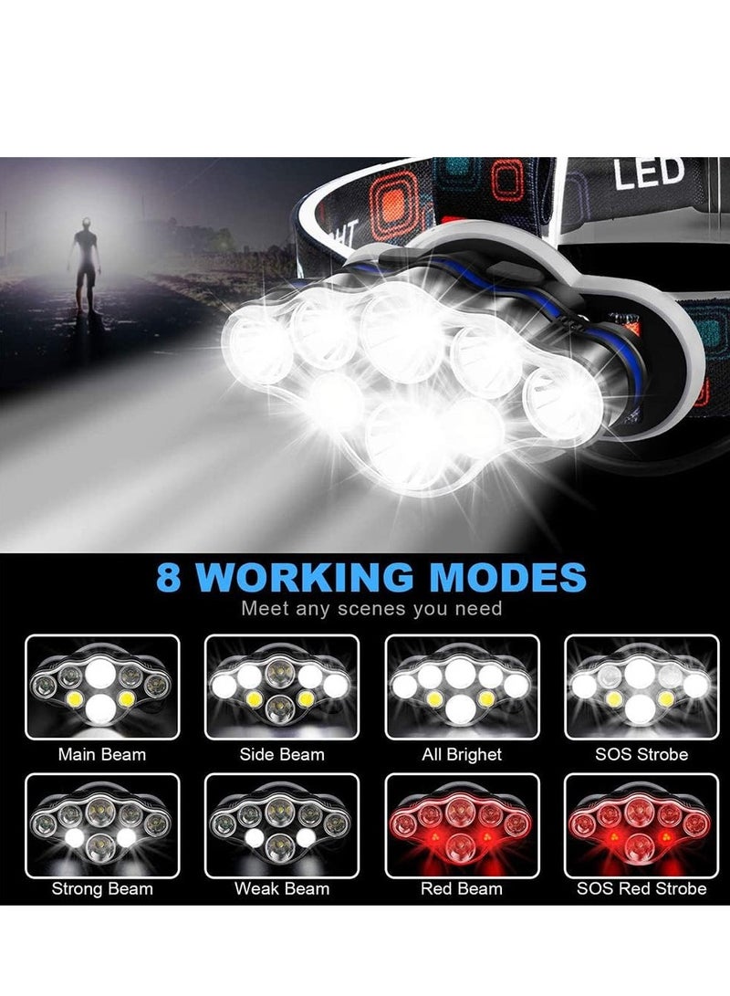 Excefore Head Torch, Rechargeable Headlamp Super Bright 13000 Lumens 8 Lighting Mode, Lightweight Waterproof Hands-Free Flashlight for Working, Fishing, Camping, Running - Image 3