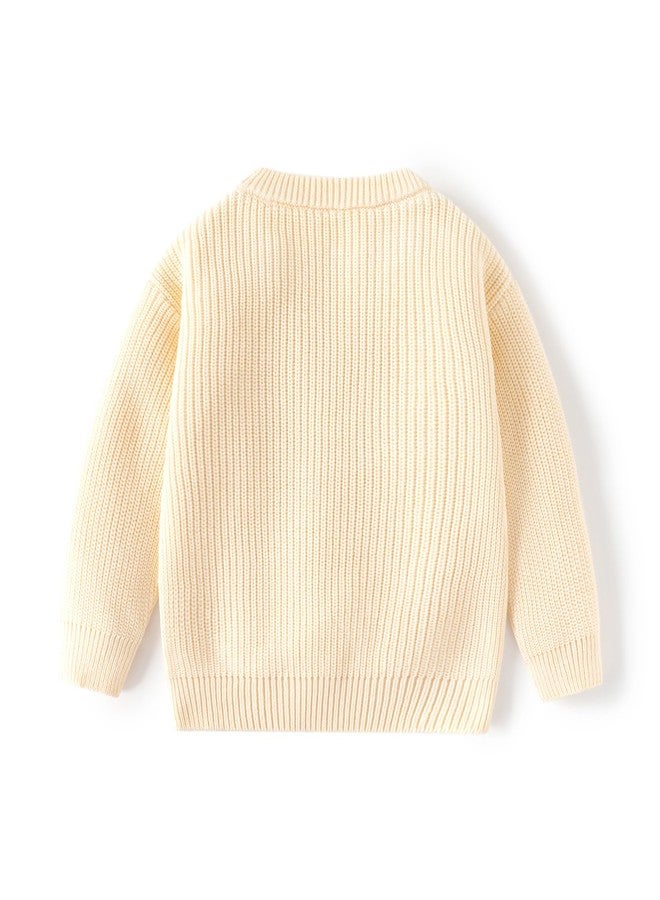 JAYPEIER Baby Girl's First Birthday Knit Sweater Top with Floral Design, Newborn (US, Age, 9 Months, 12 Months, Beige) - Image 3