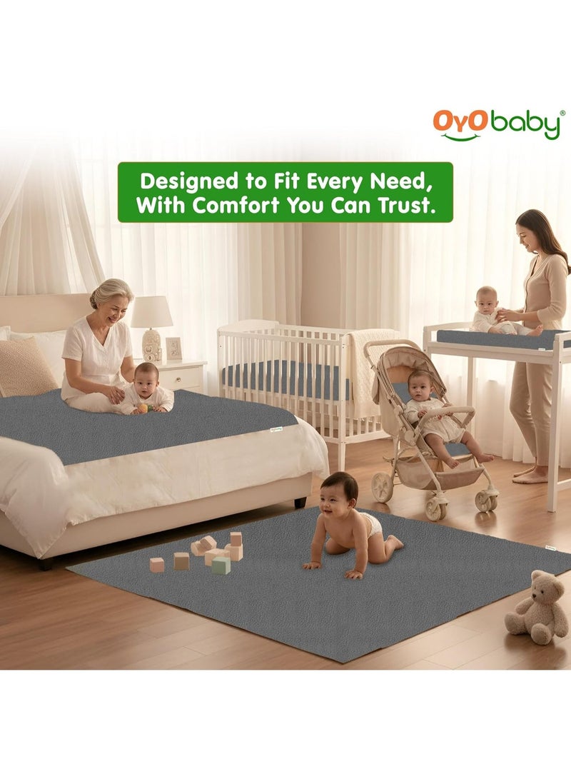 OYO BABY Toddler Baby Bed Sheet with Water Resistant and Easily Washable Dry Sheet, Extra Absorbent Washable Dry Sheet | Soft and Fleece Bed Sheet for Toddler Kids, Large Size 140 X 100cm, Dark Blue - Image 3
