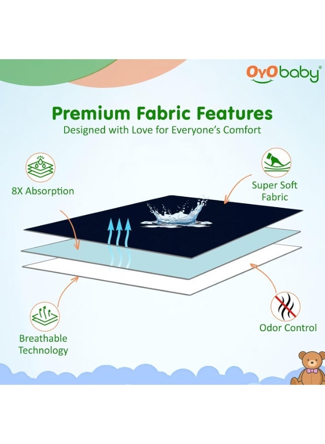 OYO BABY Toddler Baby Bed Sheet with Water Resistant and Easily Washable Dry Sheet, Extra Absorbent Washable Dry Sheet | Soft and Fleece Bed Sheet for Toddler Kids, Large Size 140 X 100cm, Dark Blue - Image 5