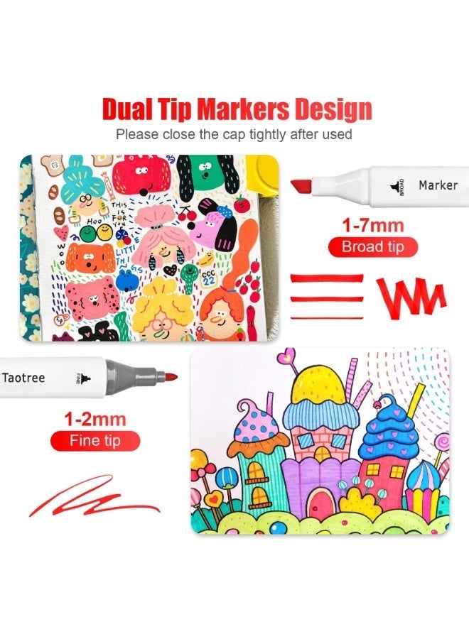 Taotree Alcohol Markers Set 80 Colors with Case & Holders, Dual Tips Art Coloring Markers Pens, Chisel & Fine Sketch Pens Art Supplies for Artist Adult Coloring Books Drawing, Painting, Sketching - Image 4